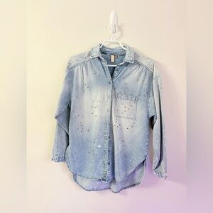 PILCRO Embellished Denim Button Down